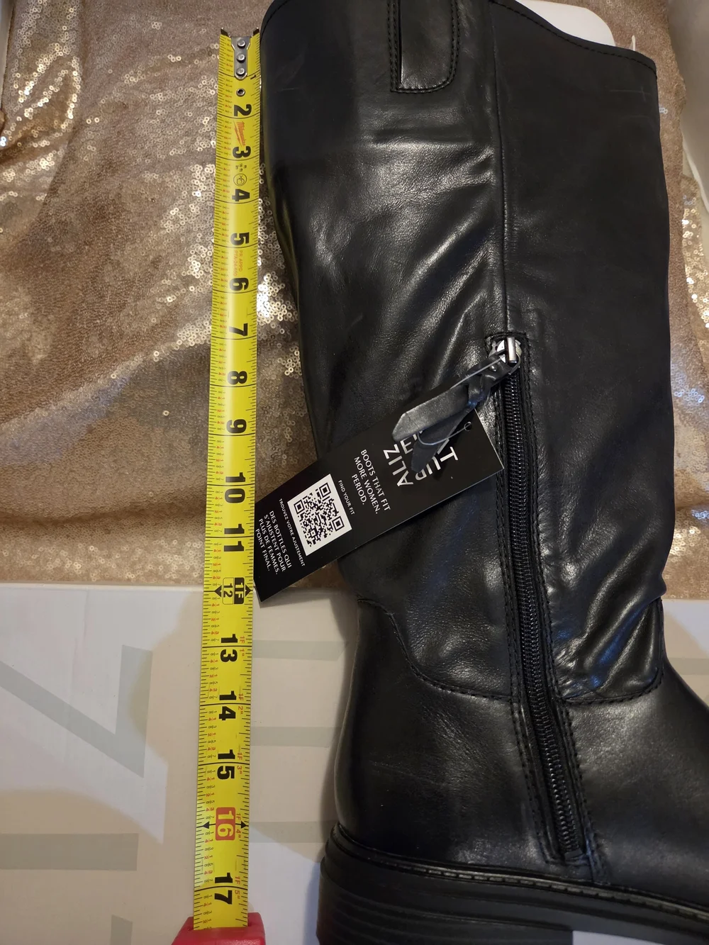 Naturalizer Black Leather Knee-High Zip Boots